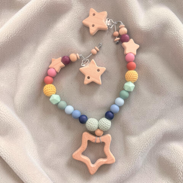 Kinderwagenkette Stern bunt