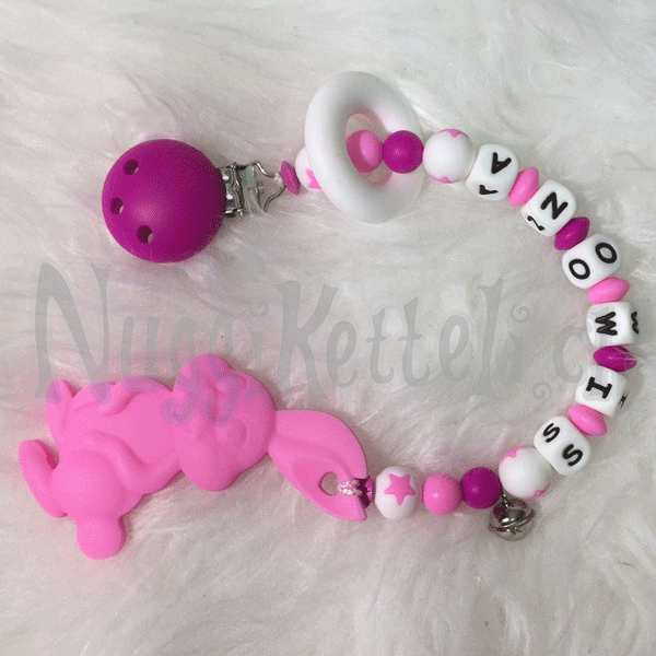 Beisskette Hase pink/rosa/weiss