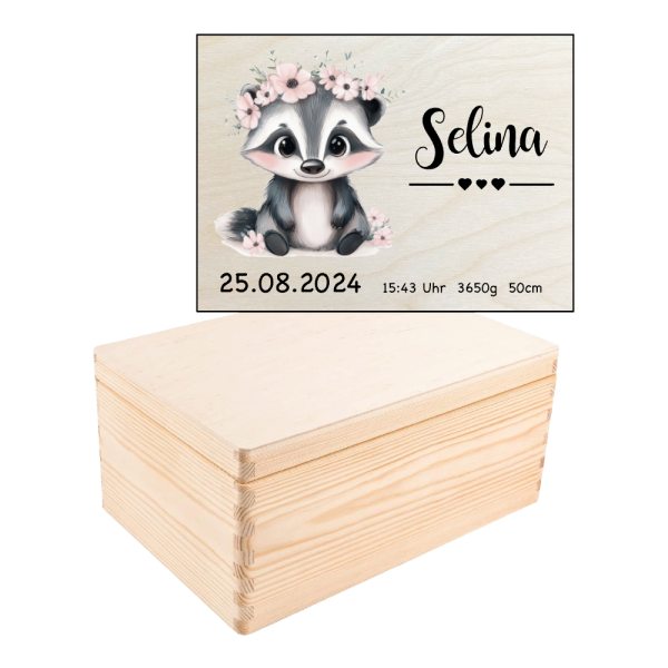 Erinnerungsbox Waschbär Blumen