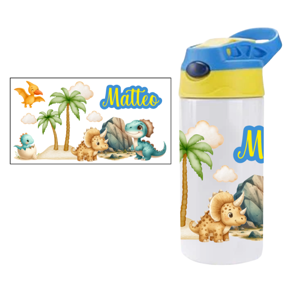 Trinkflasche mit Klickverschluss Dinosaurier
