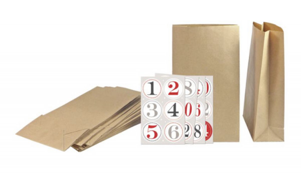 Adventskalender Säckli aus Kraftpapier