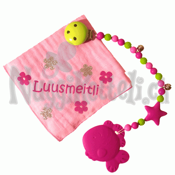 Geschenkset Glitzernuschi&Beisskette 2