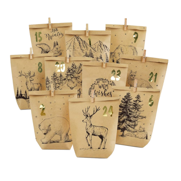 Adventskalender Papierbeutel Deluxe schwarz