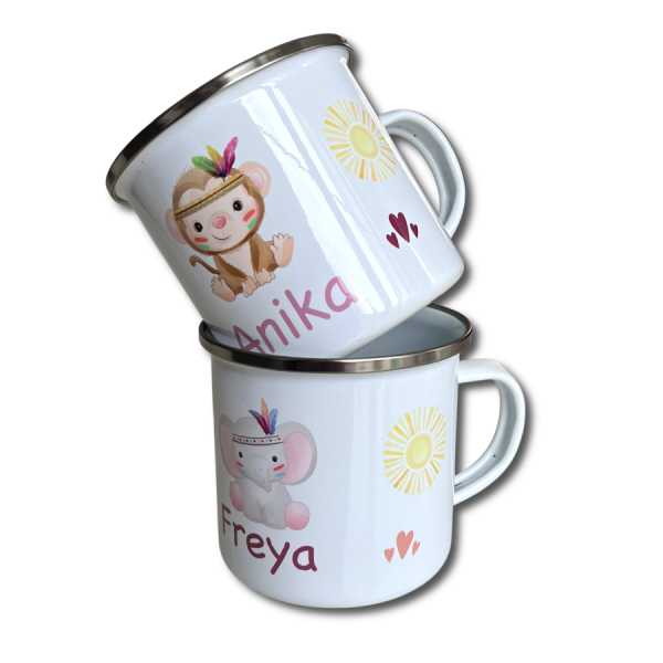 Emaille Tasse Boho Tiere