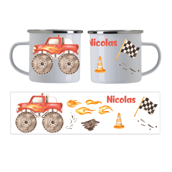 Emaille Tasse Monstertruck