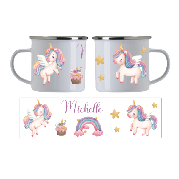 Emaille Tasse Einhorn