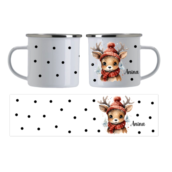 Emaille Tasse Rentier