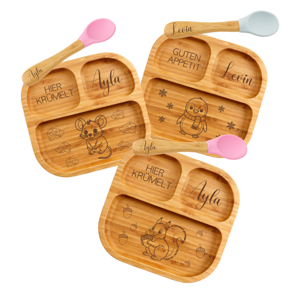 Bambusteller mit Saugnapf