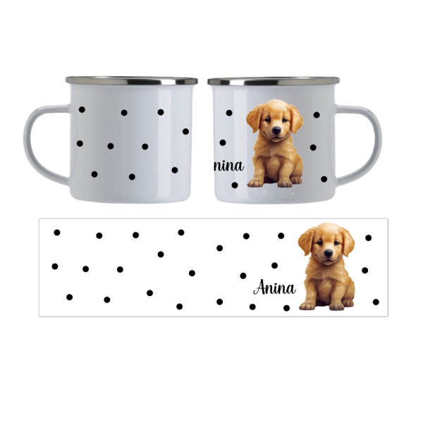 Emaille Tasse Hunde Welpen