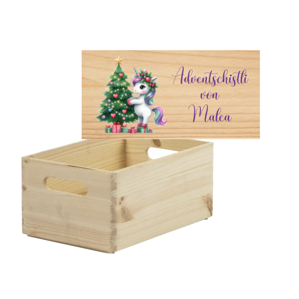 Adventschistli Einhorn mit Weihnachtsbaum