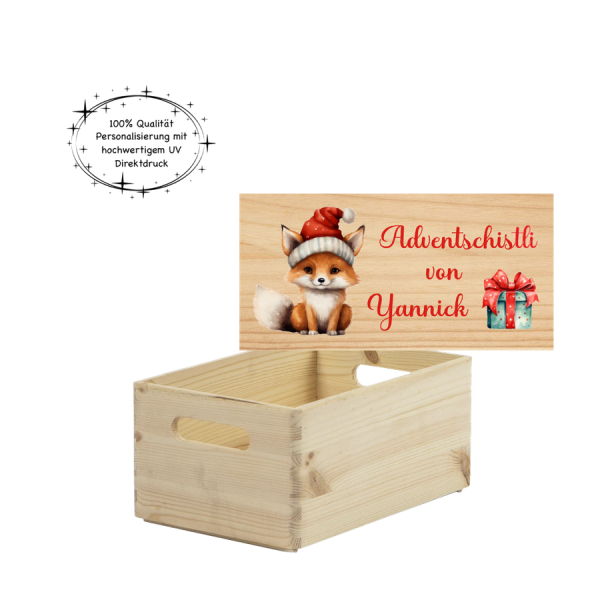 Adventschistli Fuchs mit Geschenk