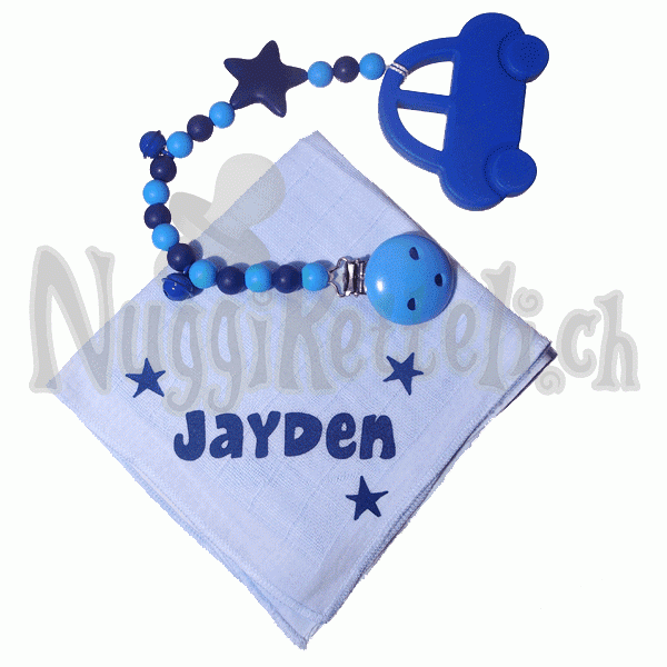 Beisskette/Nuschi Set blau