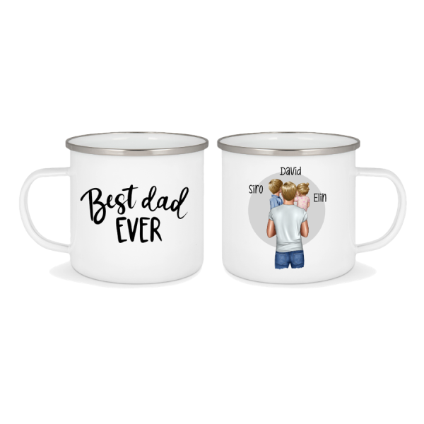 Emaille Tasse Papa/Geschwister