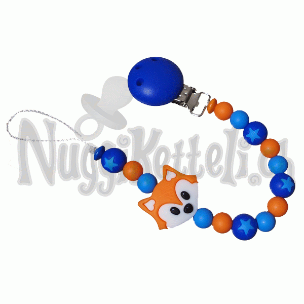 Silikon Nuggikette Fuchs orange-blau
