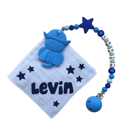 Beisskette/Nuschi Set blau