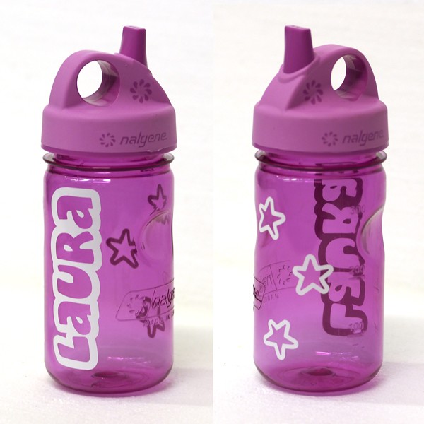 Nalgène Grip'N Gulp Bouteille Enfant 0,35L - Grand Ouverture 63mm - Bouchon Accroche Mousqueton - Sans BPA - Passe Lave-Vaisselle