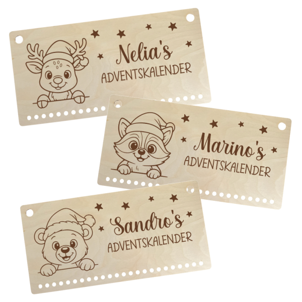 Wandadventskalender Tiere (graviert)