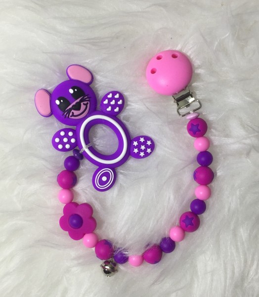 Beisskette Maus rosa/pink/violet