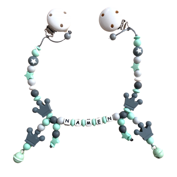 Kinderwagenkette Kronen mint