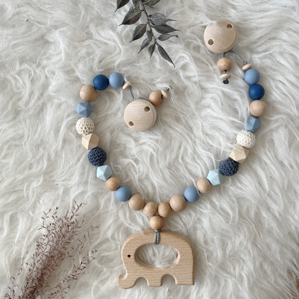 Kinderwagenkette Elefant blau