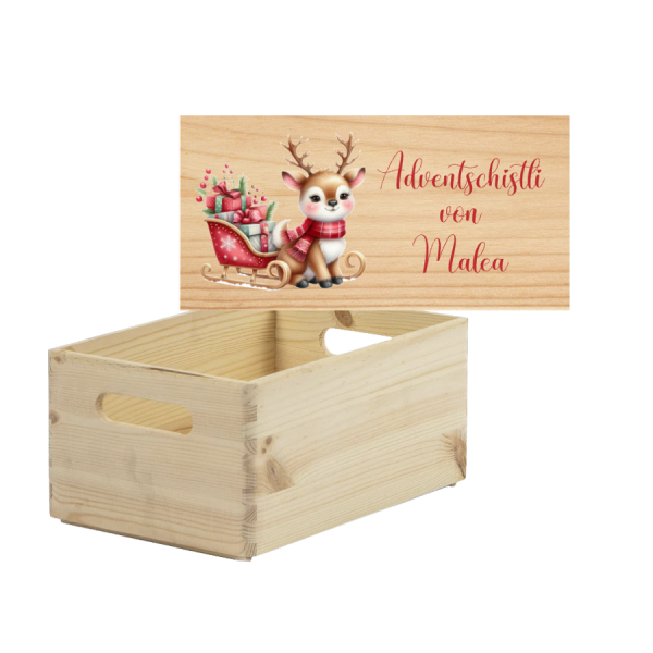 Adventschistli Rentier mit Schlitten