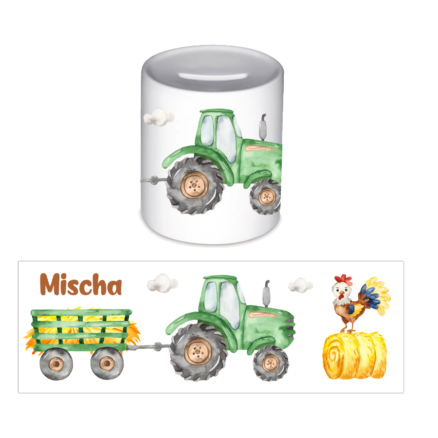 Traktor Spardose Aus Keramik - Grüne Bauernhof-Deko & Geldgeschenk