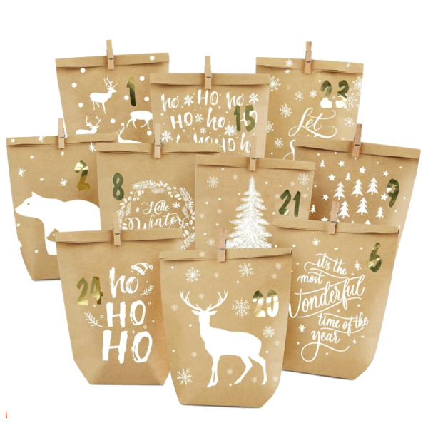 Adventskalender Papierbeutel Deluxe weiss