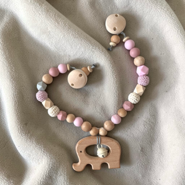 Kinderwagenkette Elefant rosa